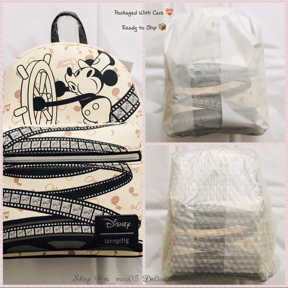 Loungefly Steamboat Willie Mickey Mouse Backpack - Picture 7 of 7